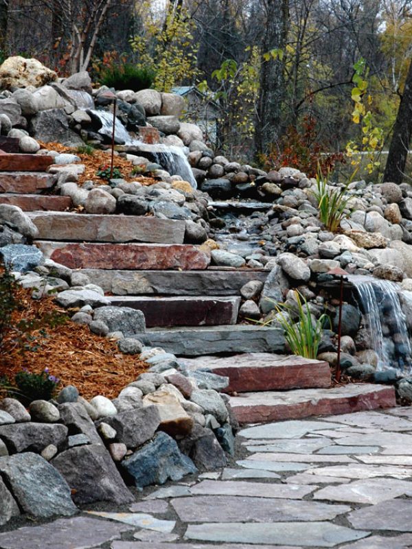 hebron brick supply staircase landscaping waterfall2